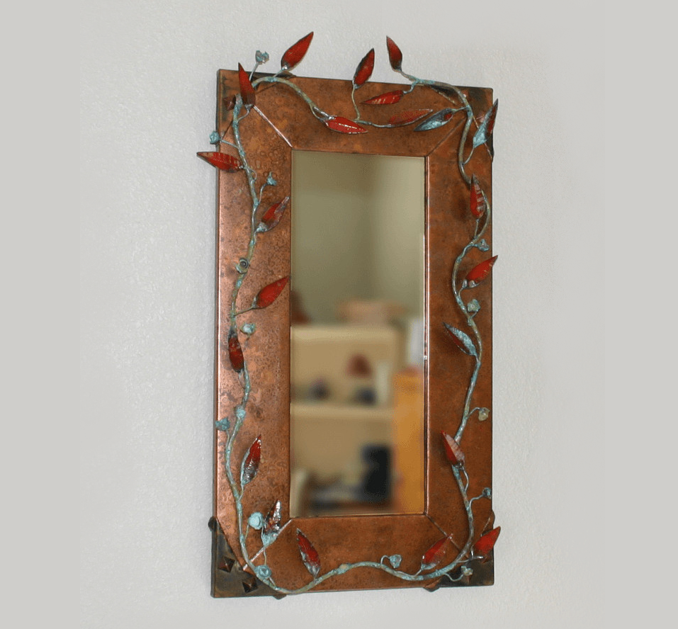 Copper Art-Copper Frame Mirror With Vine