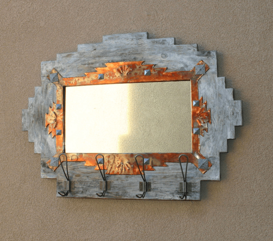 Copper Art-Barnwood & Copper Mirror Coat Rack