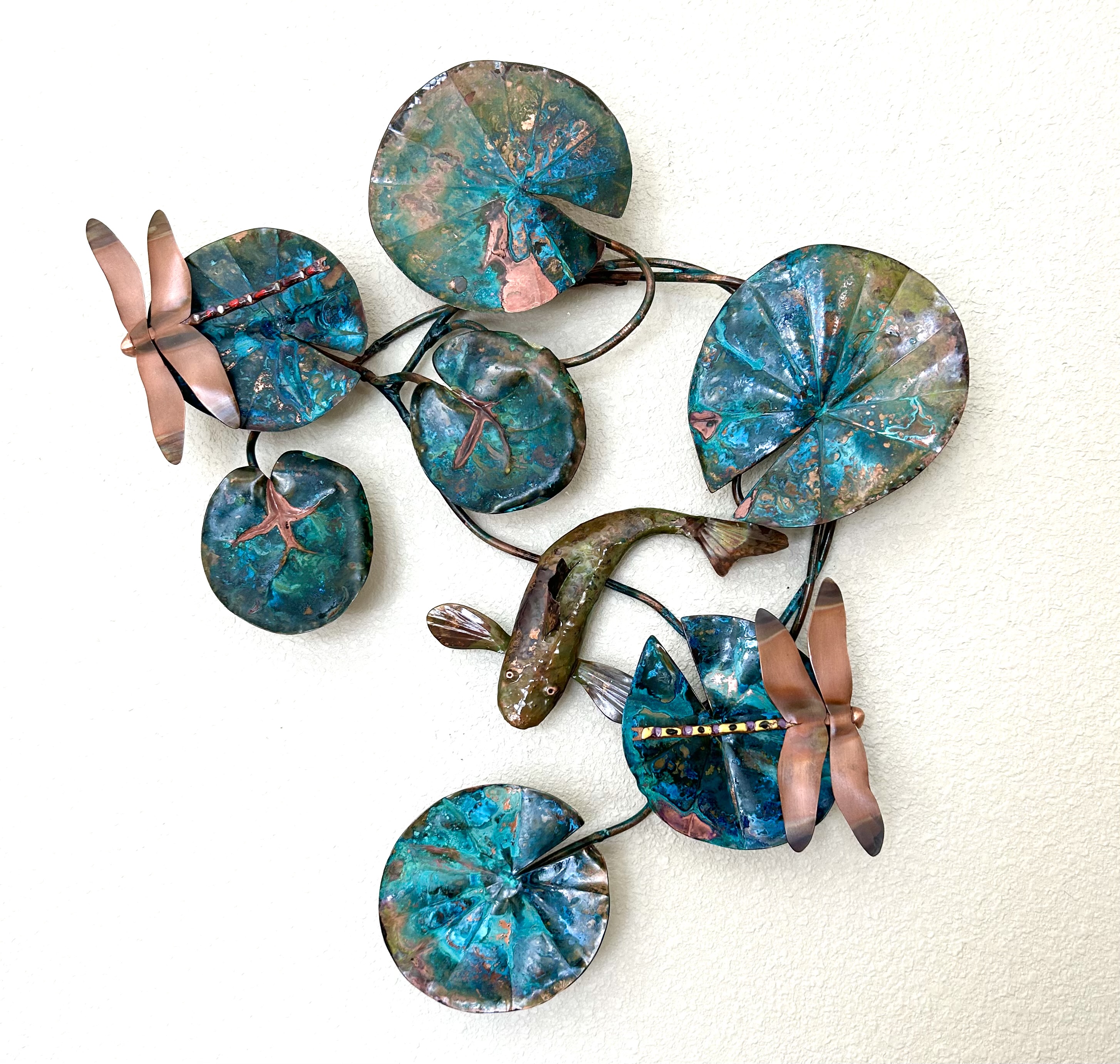 Copper Art-Lilly Pads, Fish, and Dragonflies