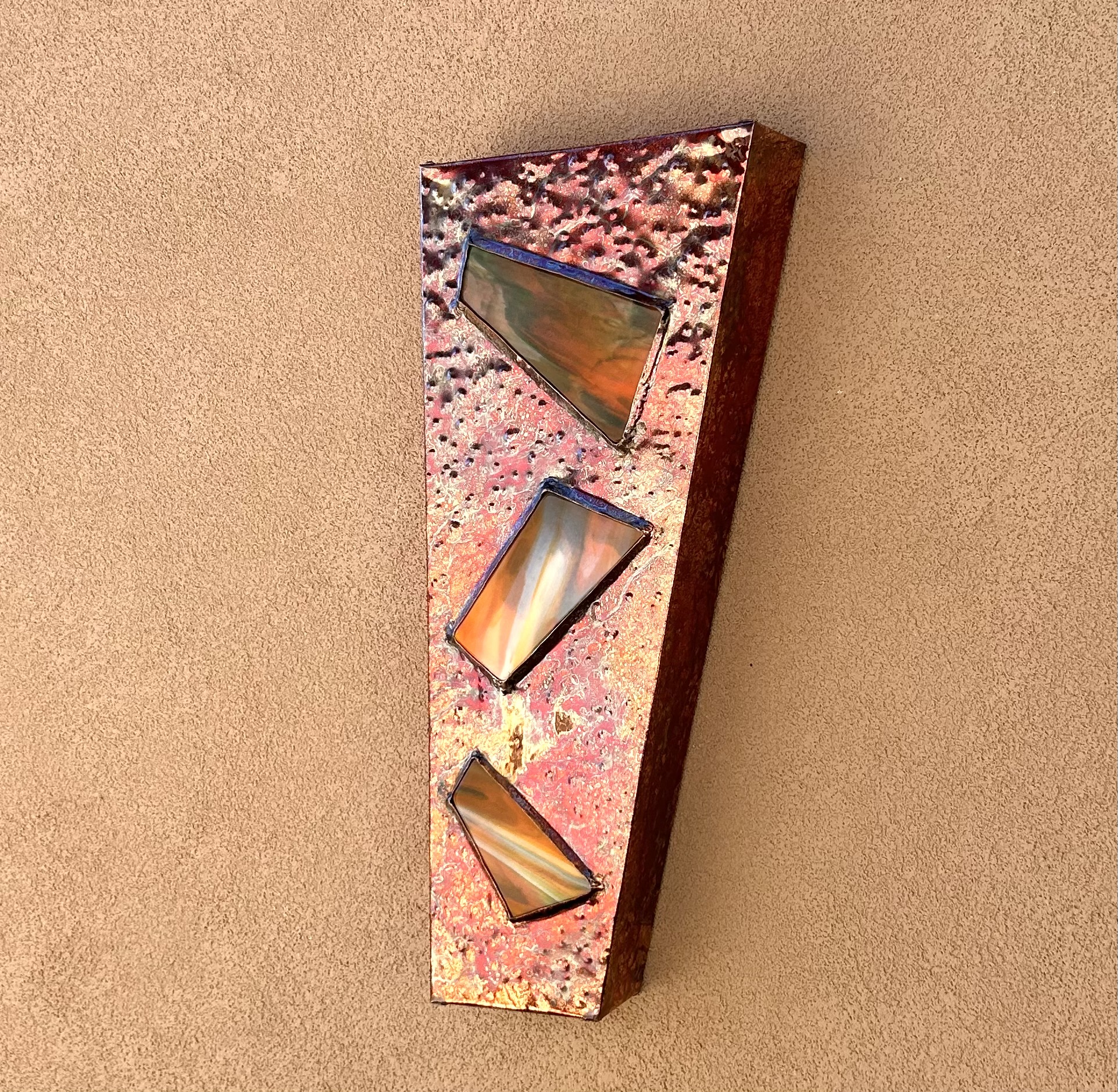 Abstrct Copper & Fused Glass Light Cover