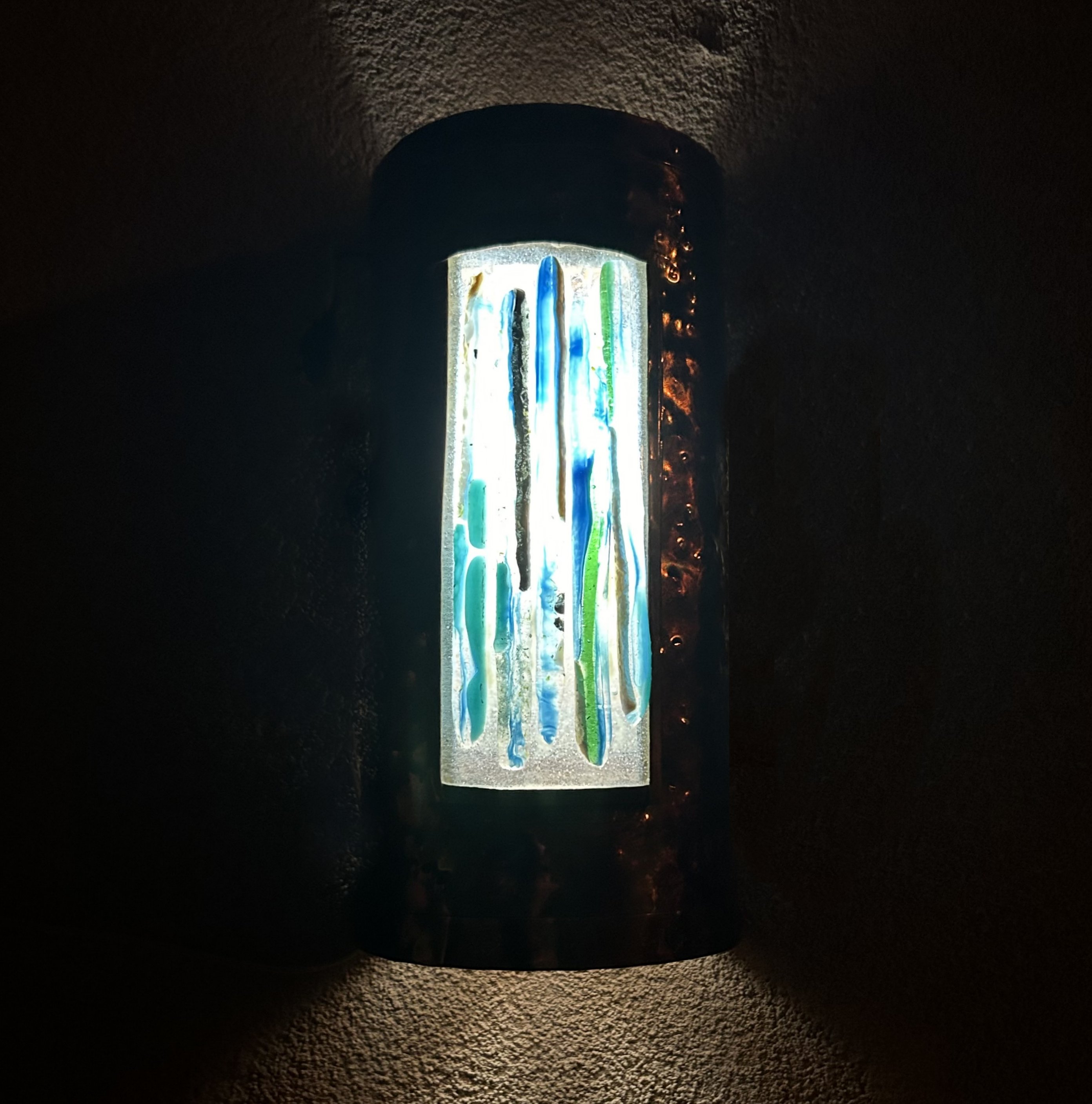 Sconce-style, Blue Murini Fused Glass Light Cover