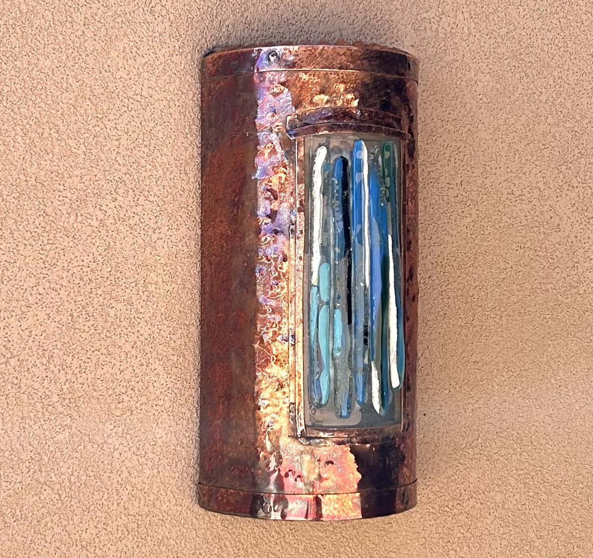 Sconce-style, Blue Murini Fused Glass Light Cover